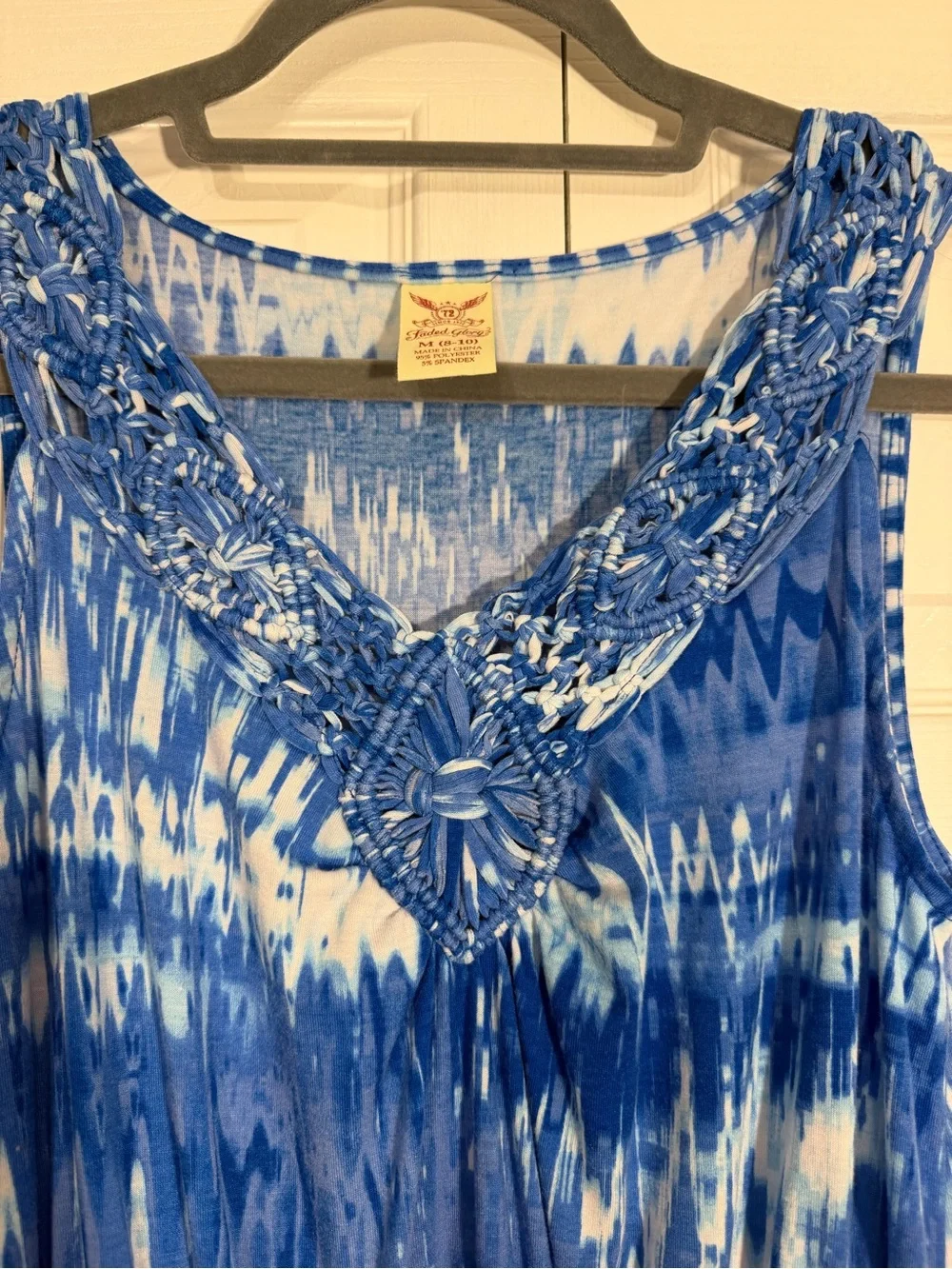 Faded Glory Sleeveless Maxi Dress M Blue Print - Picture 3 of 9